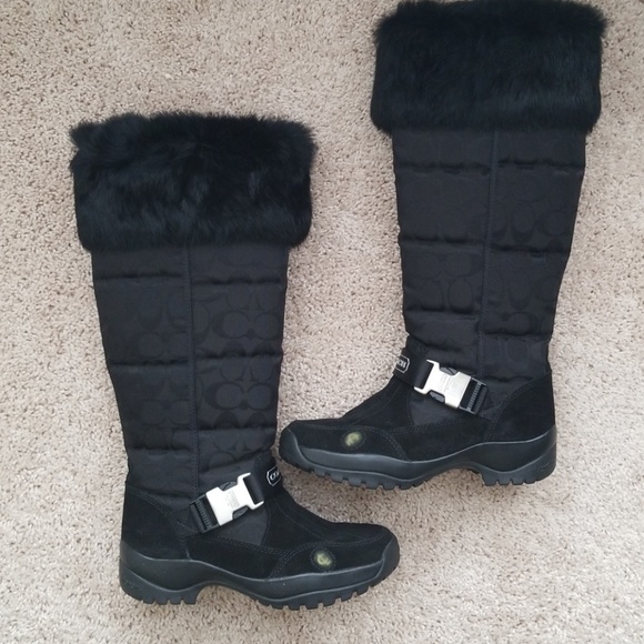 Coach Shoes - Coach Signature Long Black Boots Size 6M